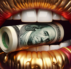 Red Golden Money Lips